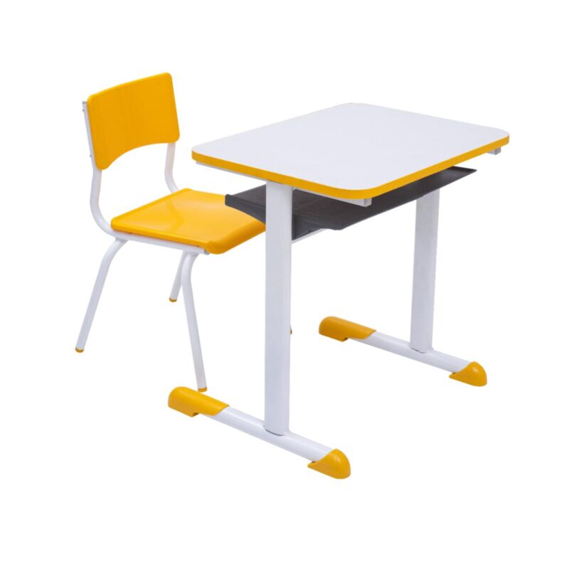 Kit Escolar Individual AMARELO – (Mesa e Cadeira) – INFANTIL – MDF – COR AMARELO – 40088 ROMÃO CADEIRAS