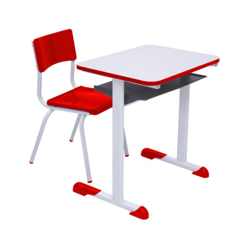 Kit Escolar Individual VERMELHO – (Mesa e Cadeira) – INFANTIL – MADEIRA – COR VERMELHO – 40086 ROMÃO CADEIRAS