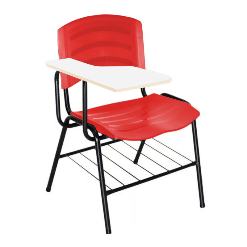 Cadeira Universitária Plástica com Prancheta MDF – COR VERMELHO 34017 ROMÃO CADEIRAS