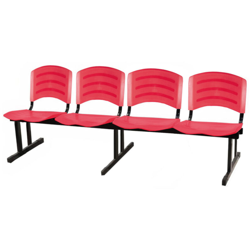 Cadeira Longarina PLASTICA 4 Lugares Cor Vermelho 33096 ROMÃO CADEIRAS