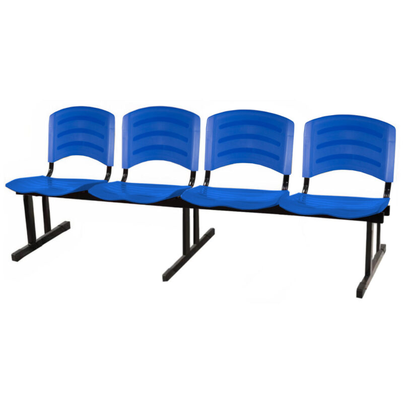 Cadeira Longarina PLASTICA 4 Lugares Cor Azul 33098 ROMÃO CADEIRAS