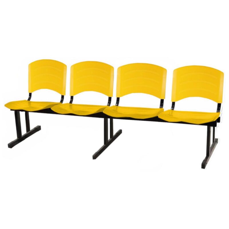 Cadeira Longarina PLASTICA 4 Lugares Cor Amarelo 33097 ROMÃO CADEIRAS