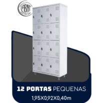 Armário Roupeiro de Aço c/ 12 Portas PEQUENAS – 1,95×0,92×0,40m – SA – CZ/CZ – 14001 ROMÃO CADEIRAS