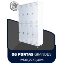 Armário Roupeiro de Aço c/ 08 Portas GRANDES – 1,95×1,22×0,40m – SA – CZ/CZ – 14003 ROMÃO CADEIRAS