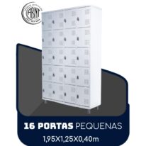 Armário Roupeiro de Aço c/ 16 Portas PEQUENAS – 1,95×1,25×0,40m – SA – CZ/CZ – 14000 ROMÃO CADEIRAS