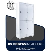 Roupeiro de Aço INSALUBRE com 04 Portas – 1,95×1,00×0,40m – CZ/CZ – SA – 14006 ROMÃO CADEIRAS