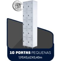 Armário Roupeiro de Aço c/ 10 Portas PEQUENAS – 1,95×0,62×0,40m – SA – CZ/CZ – 14010 ROMÃO CADEIRAS