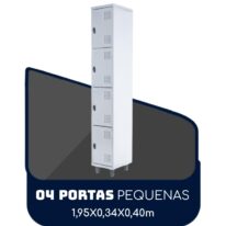 Armário Roupeiro de Aço c/ 04 Portas PEQUENAS 1,95×0,34×0,40m PEQUENAS – SA – CZ/CZ – 14011 ROMÃO CADEIRAS