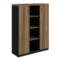 Armário Alto Credenza com Nicho – 1,61×1,20×0,45m NOGAL SEVILHA/PRETO – 21415 ROMÃO CADEIRAS