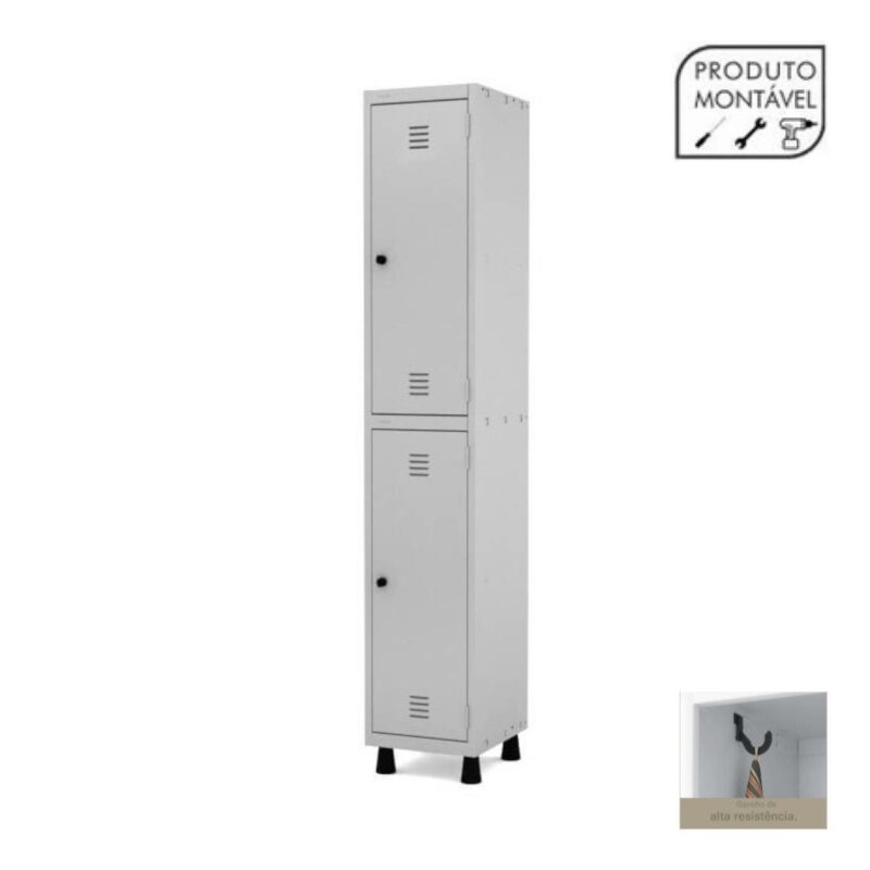 Armário Roupeiro de Aço com 02 PORTAS GRANDES – 1,93×0,34×0,40m – CZ/CZ – PANDIN – 10001 ROMÃO CADEIRAS 3