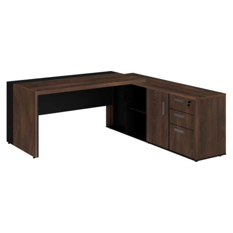 Mesa PRESIDENTE c/ Armário Pedestal – 1,82×1,80m MARSALA / PRETO – 23483 ROMÃO CADEIRAS