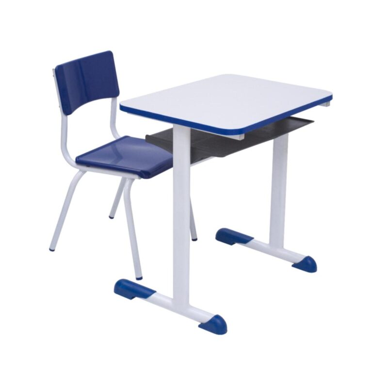 Kit Escolar Individual AZUL – (Mesa e Cadeira) – INFANTIL – MADEIRA – COR AZUL – 40085 ROMÃO CADEIRAS